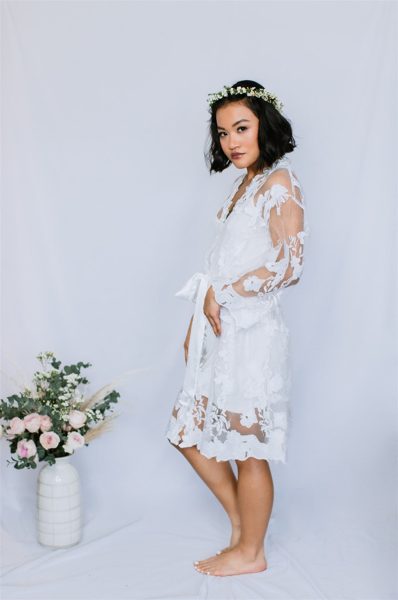 Sheer White Floral Robe