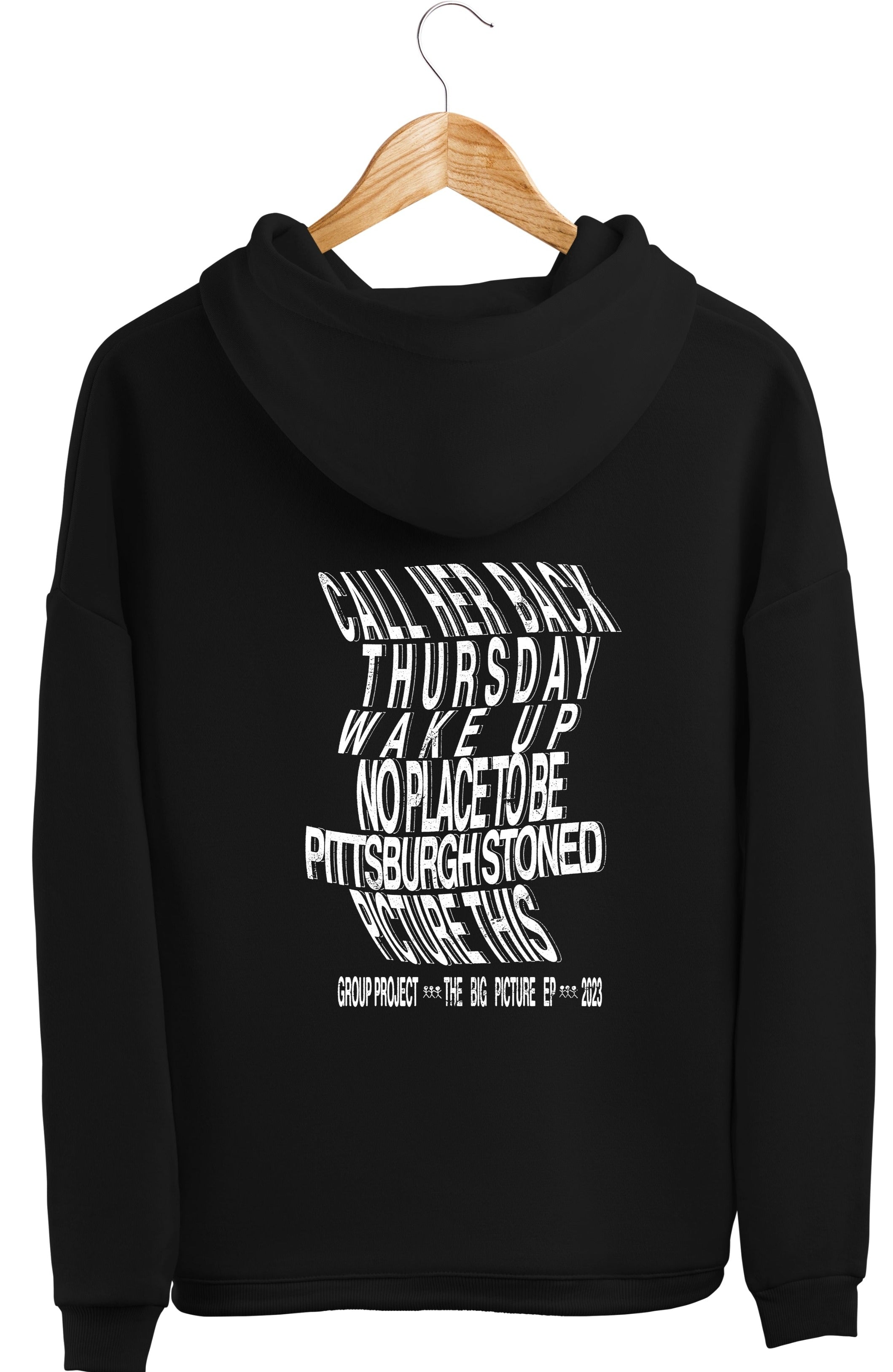 Group Project Hoodie- Full Front & Back Print- EP Design - Black