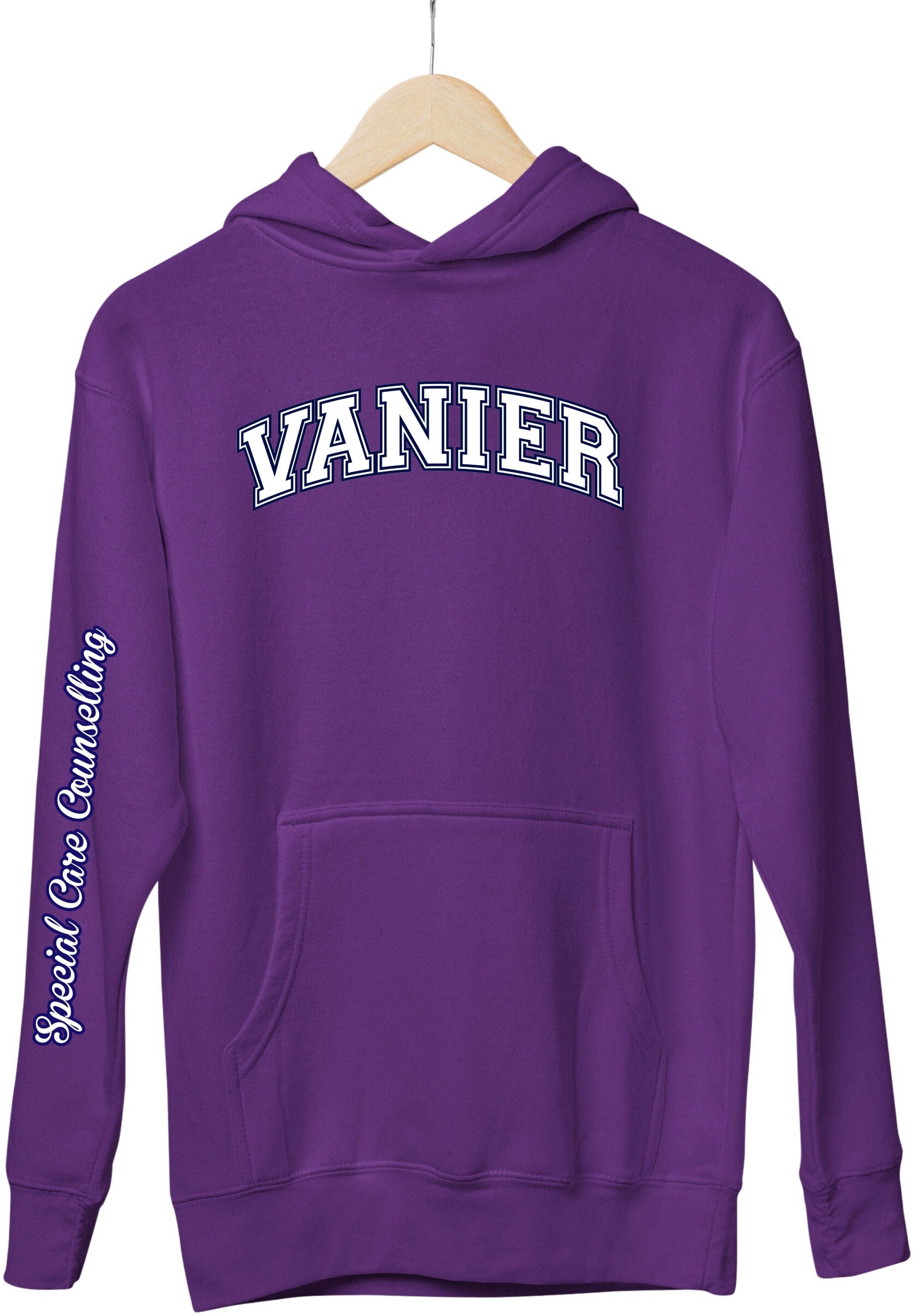 Vanier Hoodie Across Chest With SCC Program Down Arm