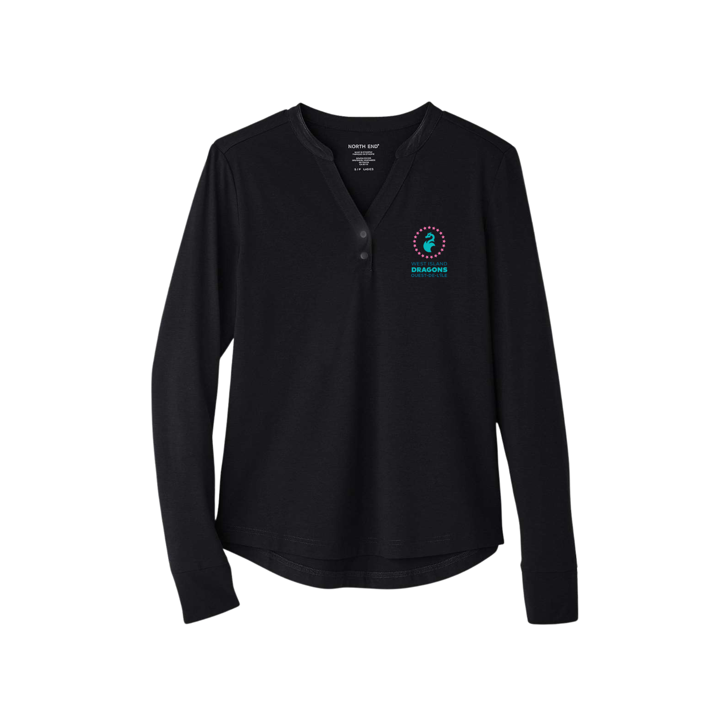 Pull-over JAQ Stretch Performance à col en V et boutons-pression pour femme
