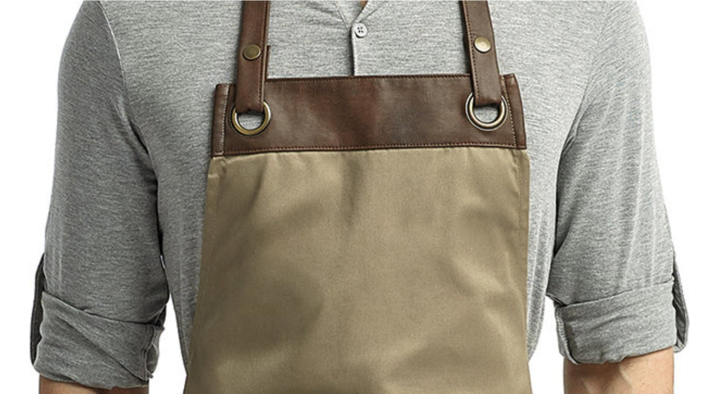 Canvas and faux Leather apron