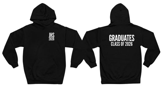 Sweat à capuche «&nbsp;Diplômé du collège 2026&nbsp;» - Inscription «&nbsp;Diplômé du collège 2026&nbsp;» sur la poitrine gauche et au dos.