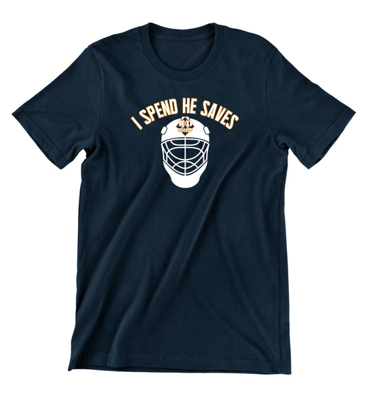 DOLLARD I SPEND HE SAVES ADULT T-SHIRT