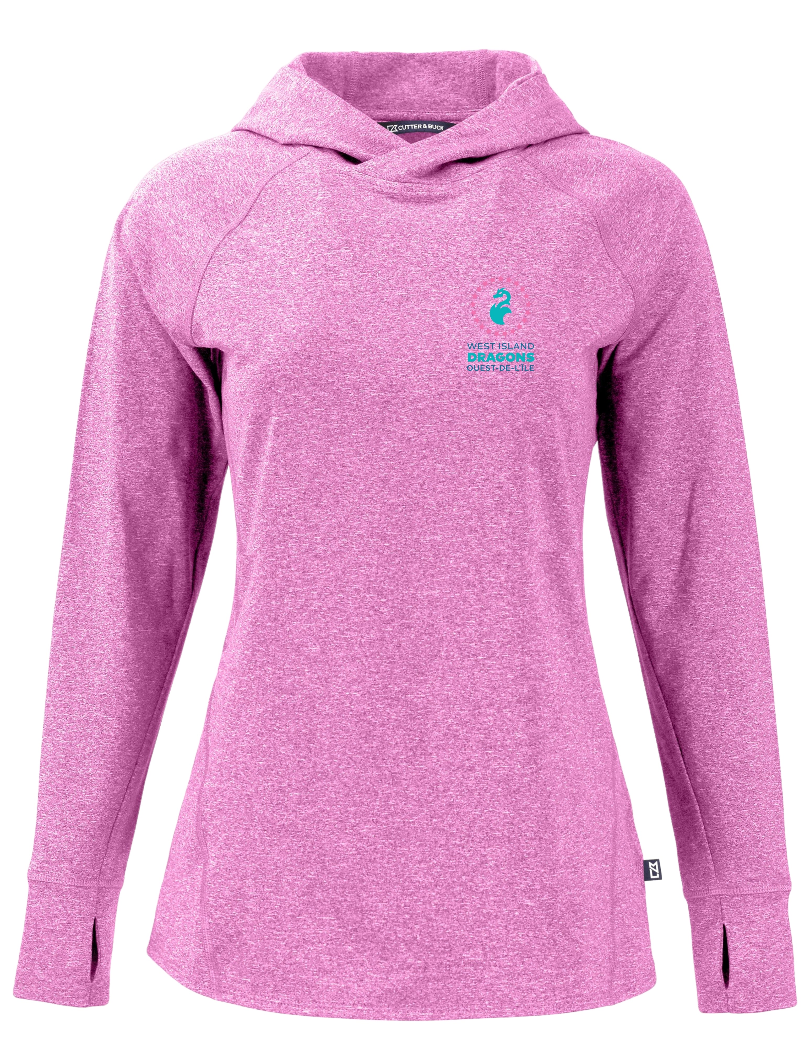 WID HEATHERED PINK HOODED L/S