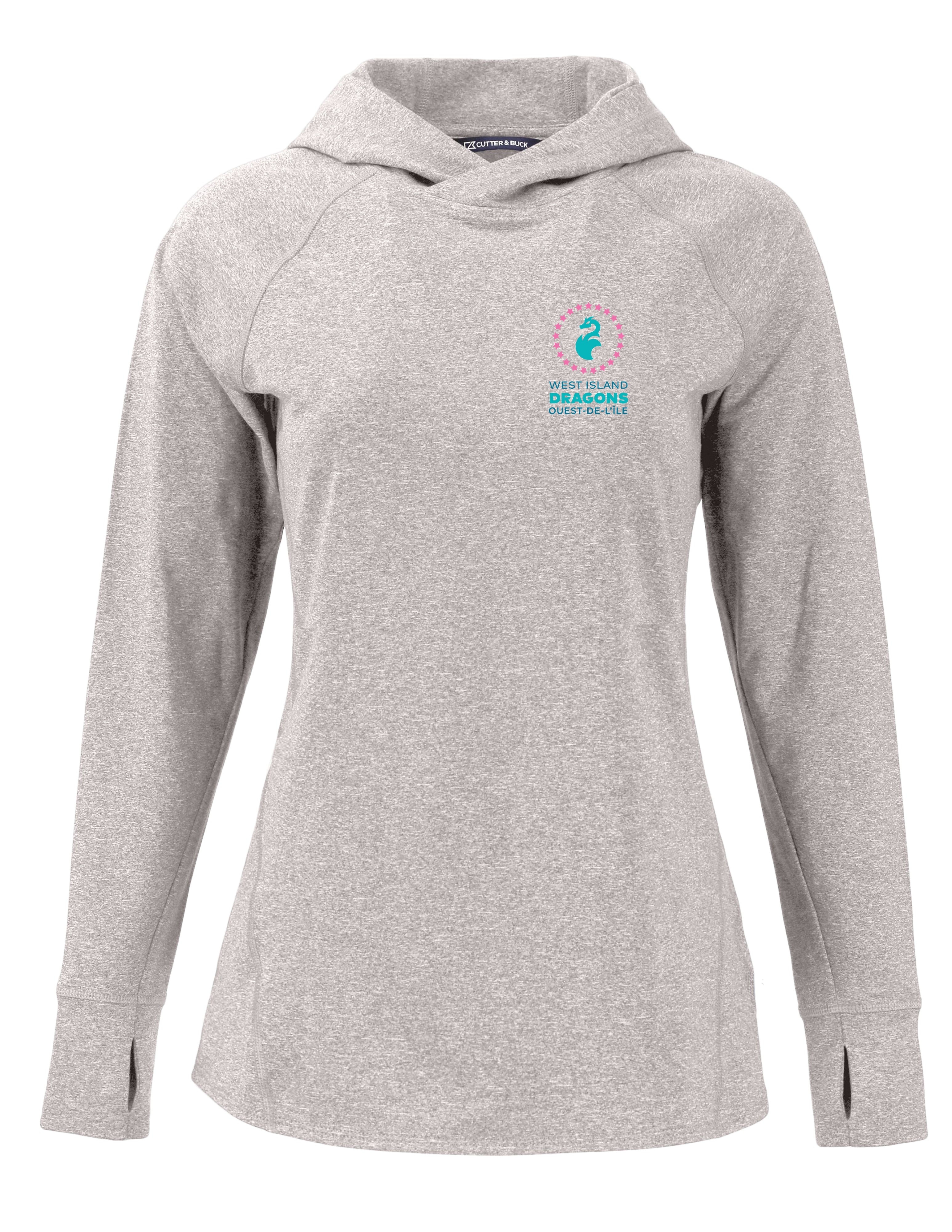 WID HEATHERED PINK HOODED L/S