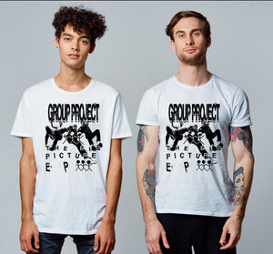 T-shirt de projet de groupe - Impression complète sur le devant et le dos - Design EP - Blanc