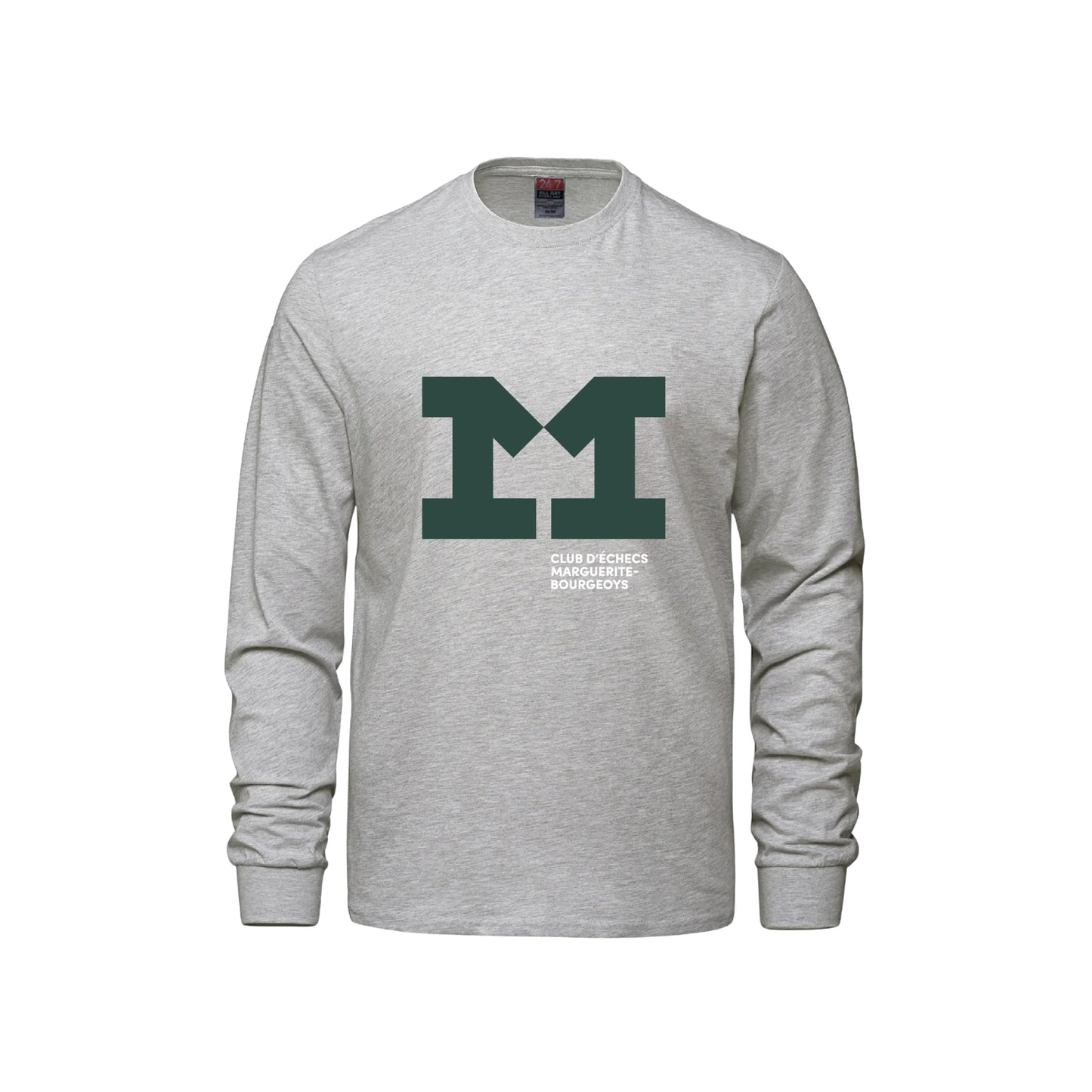 T-shirt gris à manches longues pour jeunes sportifs du club d'échecs
