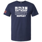 Charger l'image dans la visionneuse de galerie, T-shirt HWI Youth « Eat Sleep Hockey Blocks »