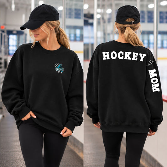 GRIZZLIES HOCKEY MOM DROP SHOULDER PRINT CREW