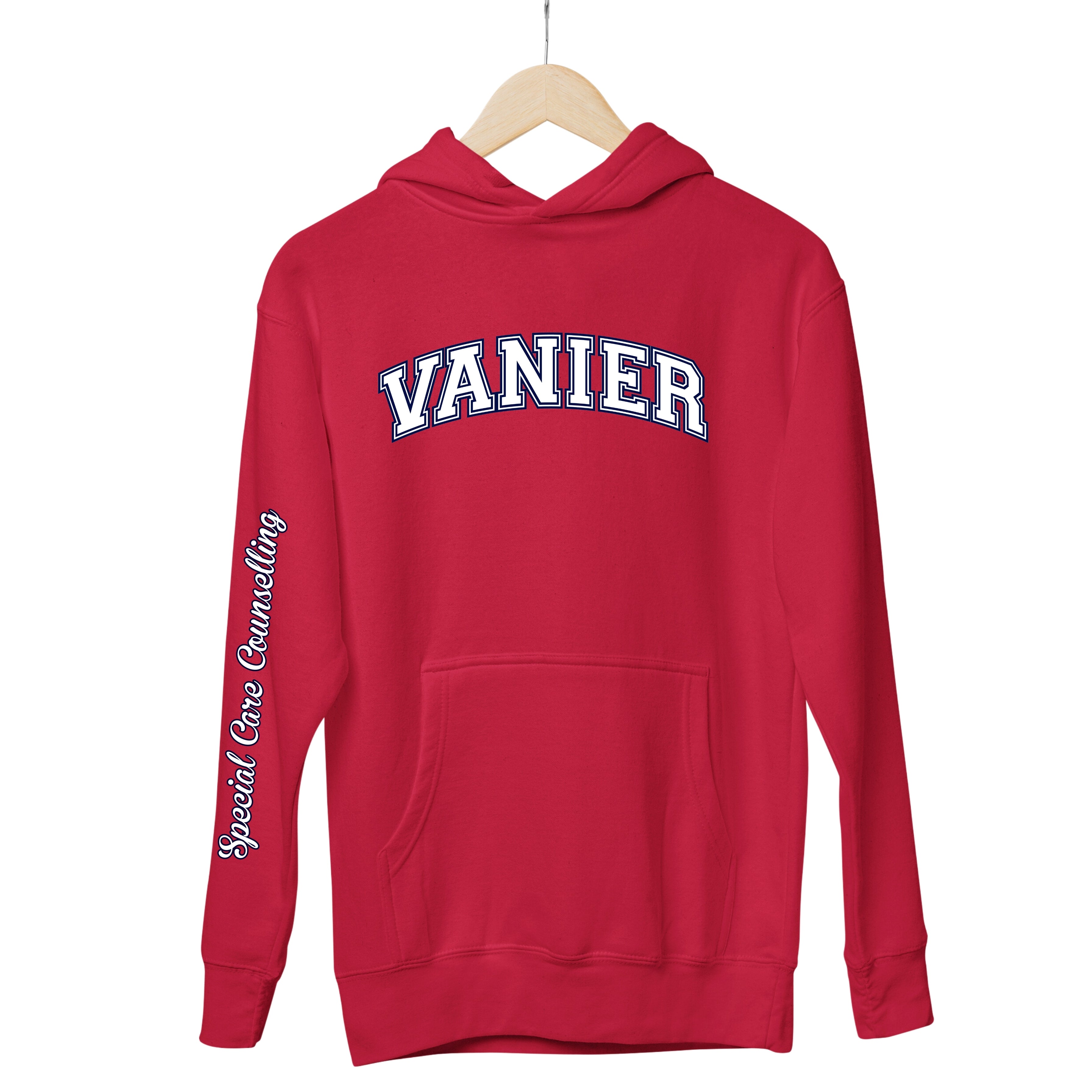 Vanier Hoodie Across Chest With SCC Program Down Arm