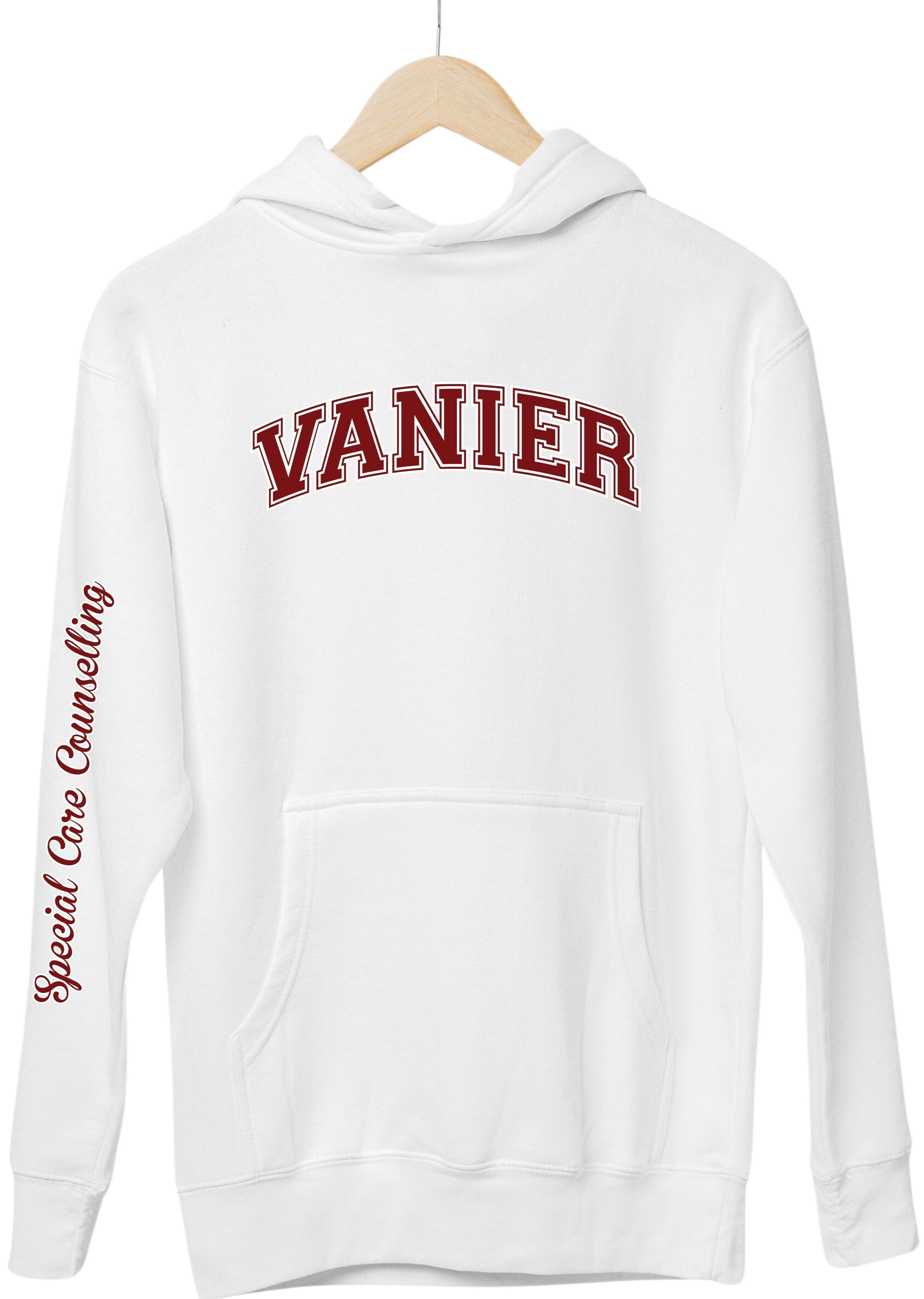 Vanier Hoodie Across Chest With SCC Program Down Arm