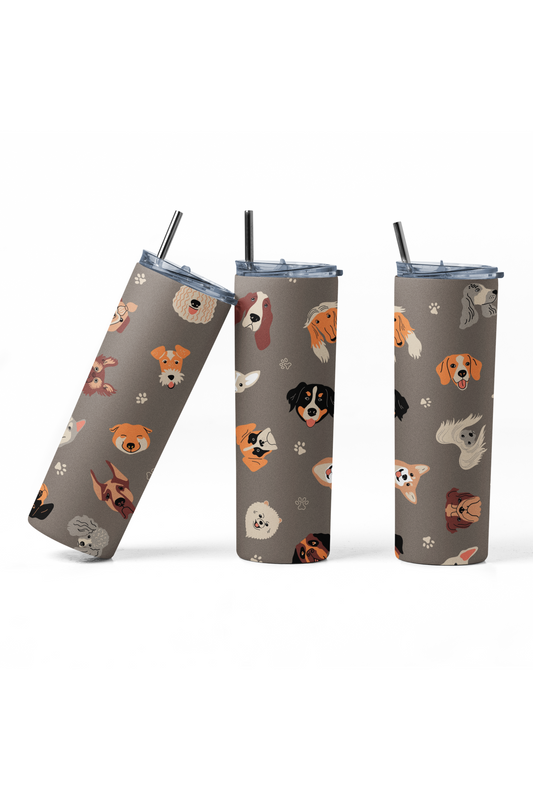 MB Skinny Tumbler Grey Pups and Paws