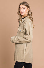 Load image into Gallery viewer, Women&#39;s corduroy button down shirt jacket
