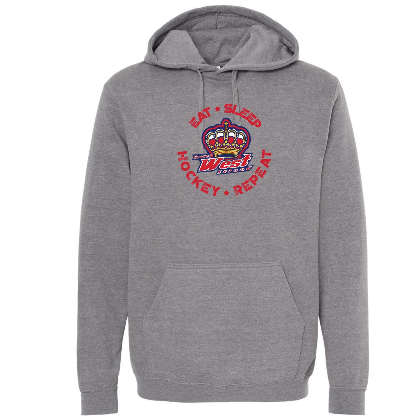 Sweat à capuche rond HWI pour adulte 'Eat, Sleep, Play Hockey'