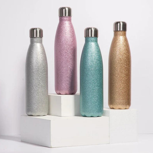 Bouteille d'eau pailletée