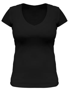 T-shirt à col en V en jersey pour femmes