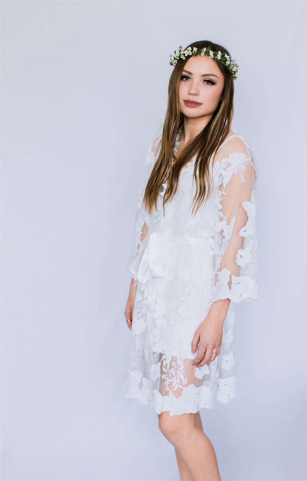 Sheer White Floral Robe