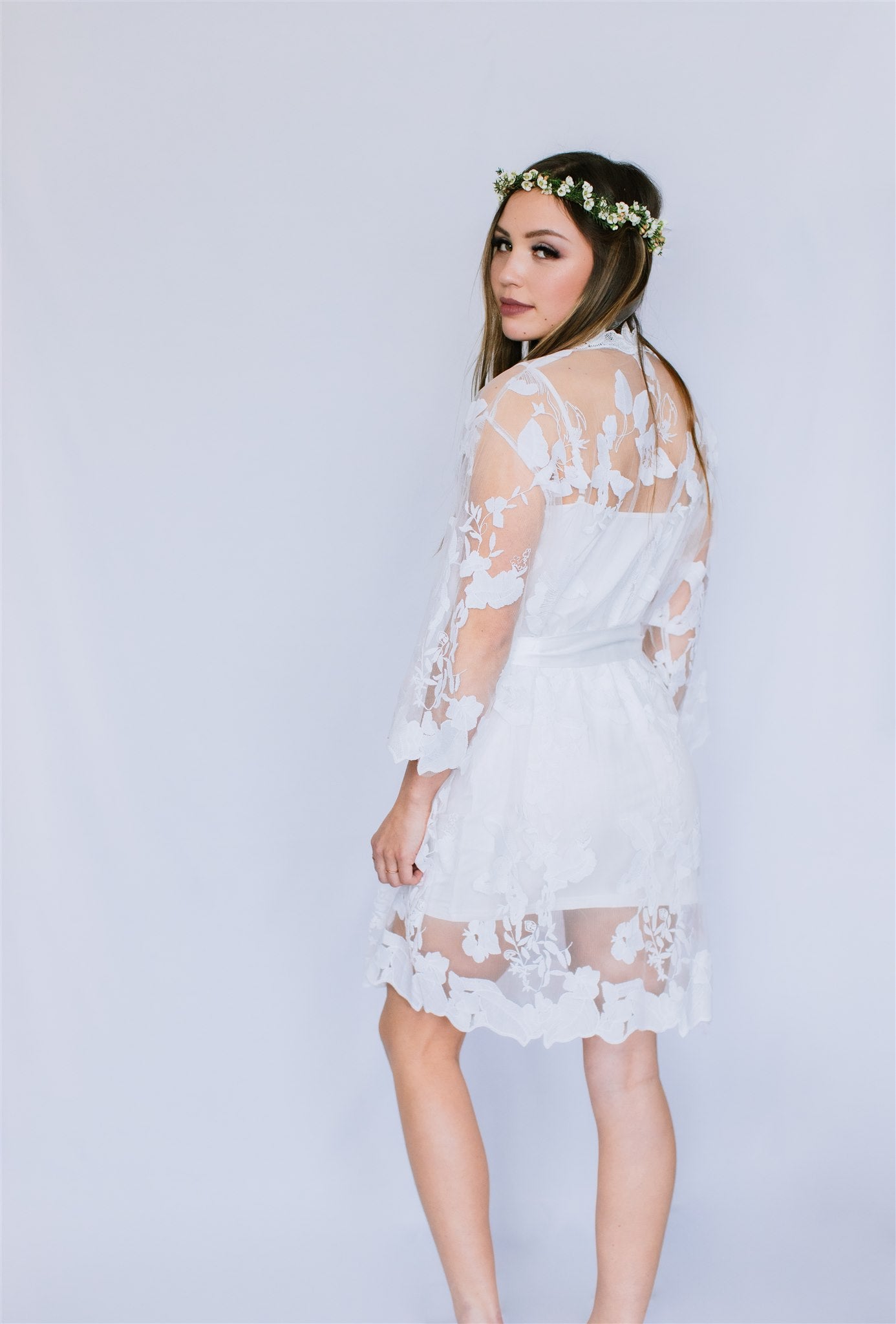 Sheer White Floral Robe